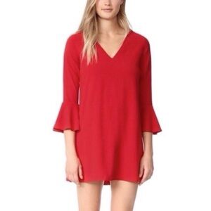 Alice + Olivia V-Neck Red Bell Sleeve Dress HOLIDAY Size 2